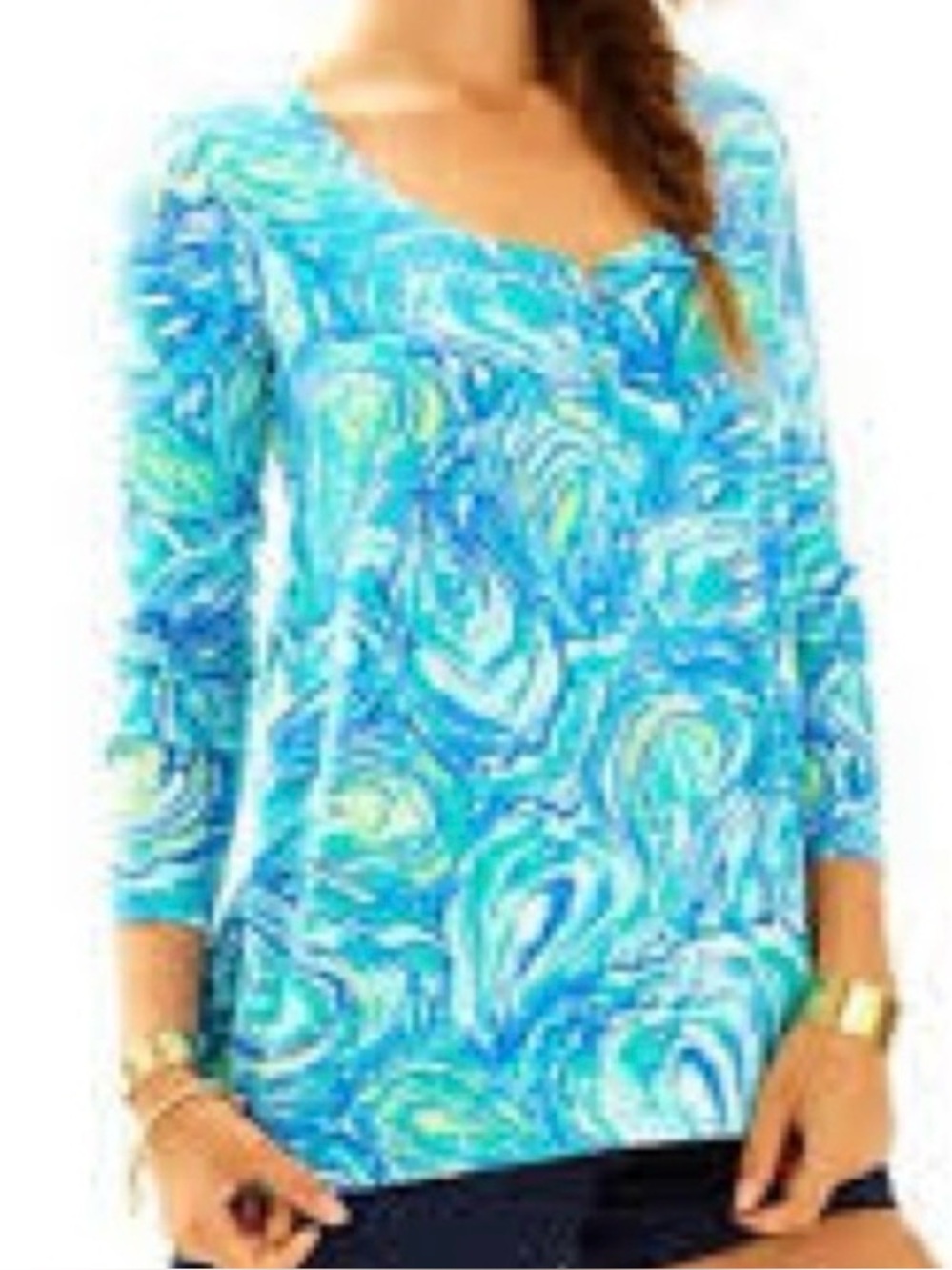 Lilly Pulitzer Sorella Top /Sparkling Blu Oh Shucks